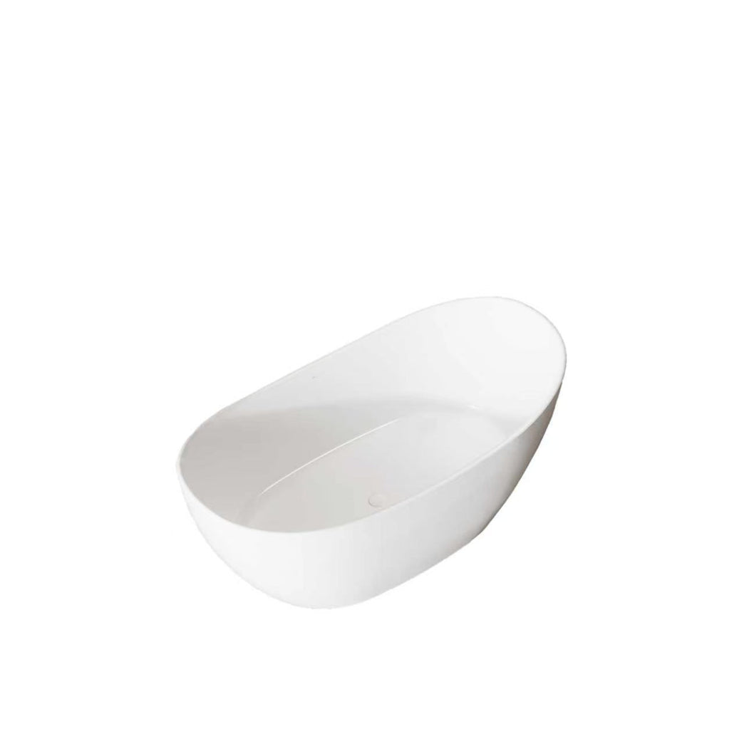 Round-Edge Solid Surface Freestanding Bath Matte White